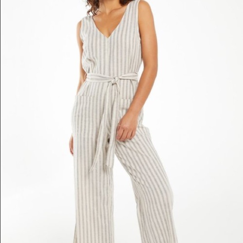 z supply Parade Stripe Jumpsuit in charcoal
